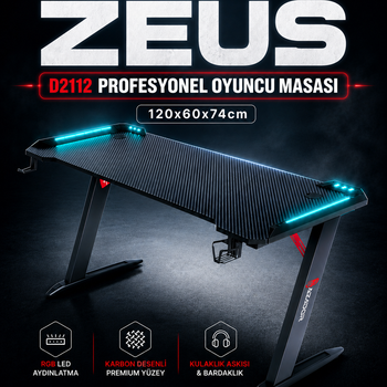 Razador D2112 Zeus Profesyonel Oyuncu Masası & Gaming Masası 120x60x74cm