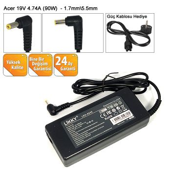 Acer Aspire, Packard Bell EasyNote 90W 5.5 x 1.7 mm 19v 4.74A Notebook Adaptör (OEM)