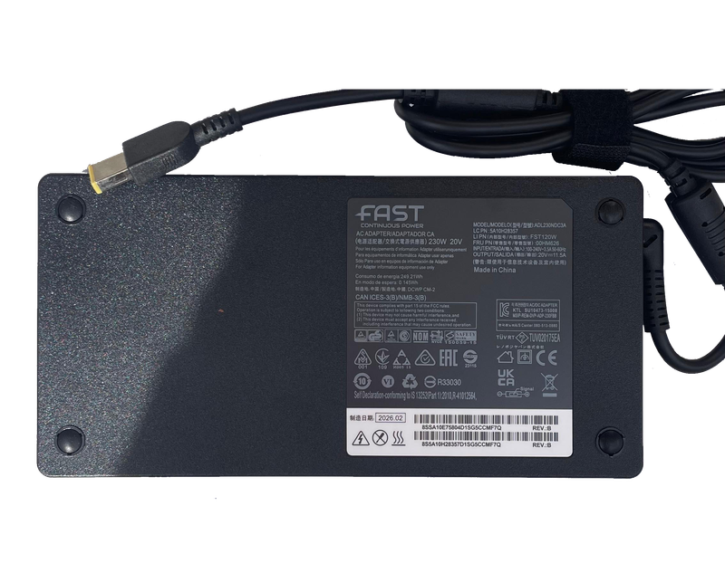 Fast Lenovo 20V 11.5A 230W Sarı USB Tip Dikdörtgen Uç Uyumlu Laptop Adaptör Şarj Aleti