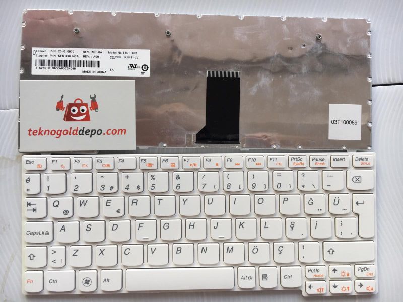 Lenovo S10-3 Türkçe Beyaz Klavye 