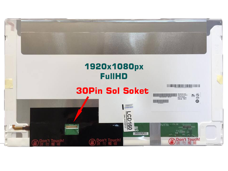 17.3" Led Laptop Ekranı 30 Pin Sol Soket Full HD 1920*1080  -  B173HTN01.1  