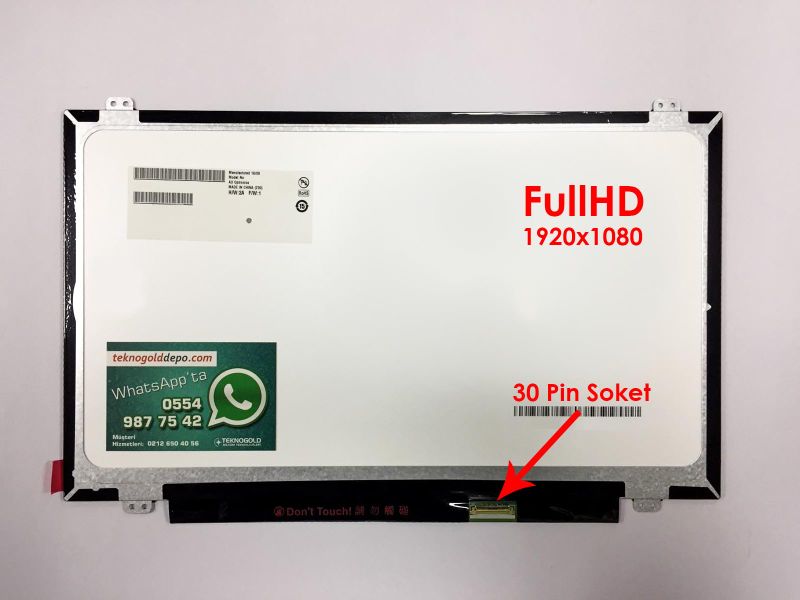 14" Full HD Slim Led IPS Ekran - 30 Pin - (b140han01.3)