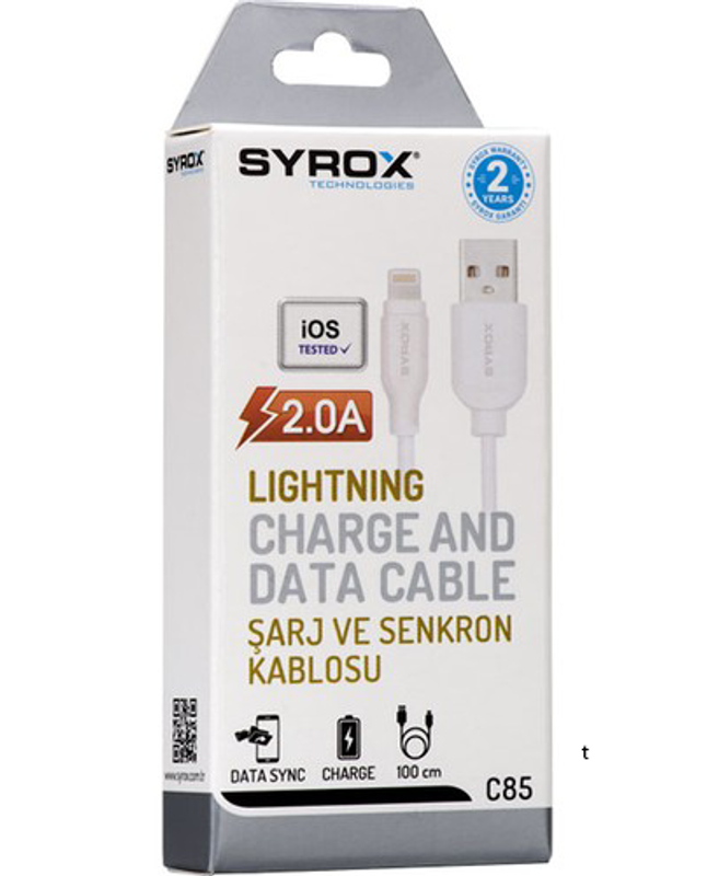 Syrox C85 iPhone Lightning Girişli 2.0A Şarj Kablosu